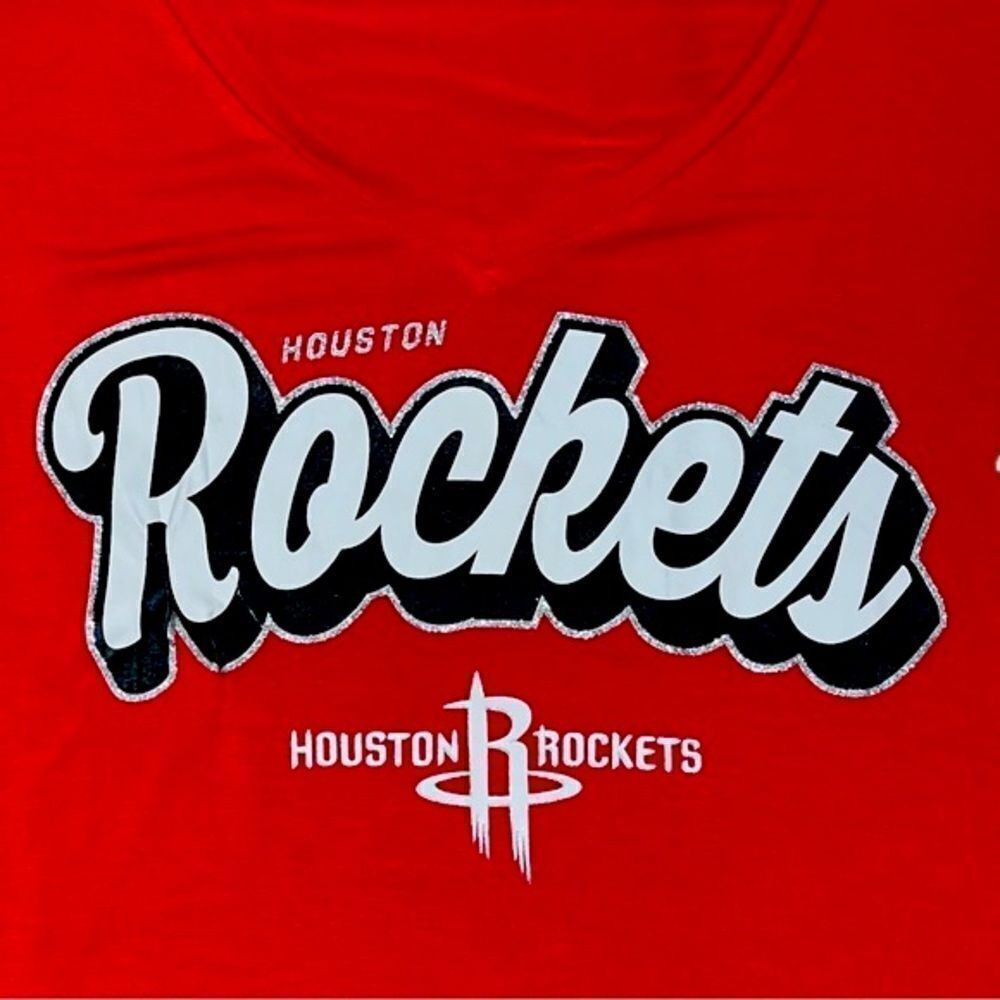 NBA Women's Houston Rockets New Era V-Neck Tee - Picture 2 of 8